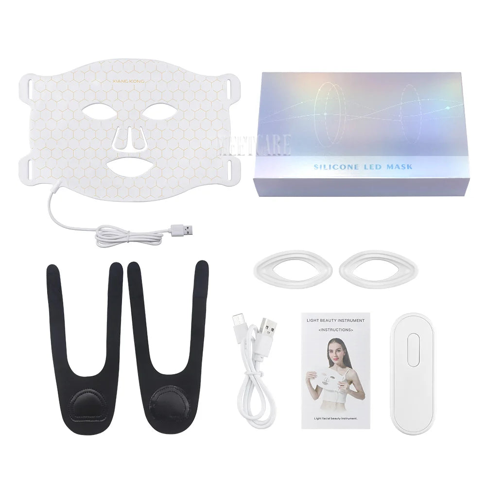 7 Colors LED Facial Mask Light Therapy Silicone Photon Beauty