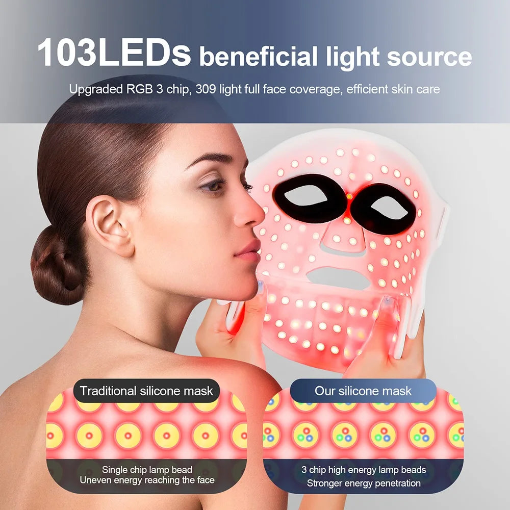 Silicone LED Mask Face With Neck 7 Colors LED Photon