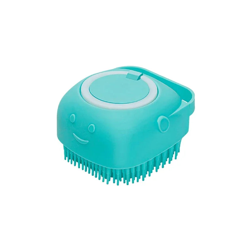 Dog Bathing Brush Pet Massage Brush Shampoo Dispenser Soft Silicone