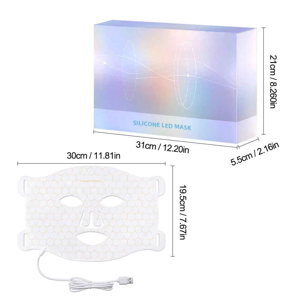 7 Colors LED Facial Mask Light Therapy Silicone Photon Beauty