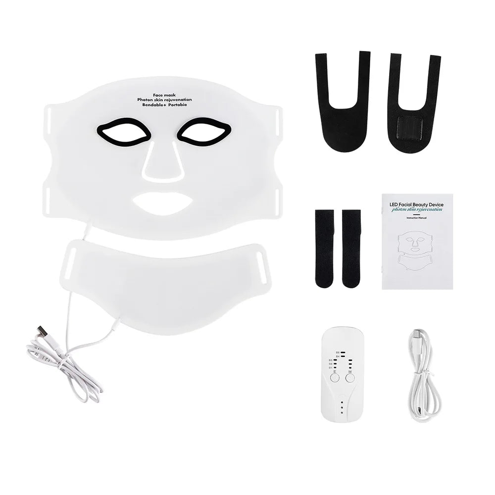 Silicone LED Mask Face With Neck 7 Colors LED Photon