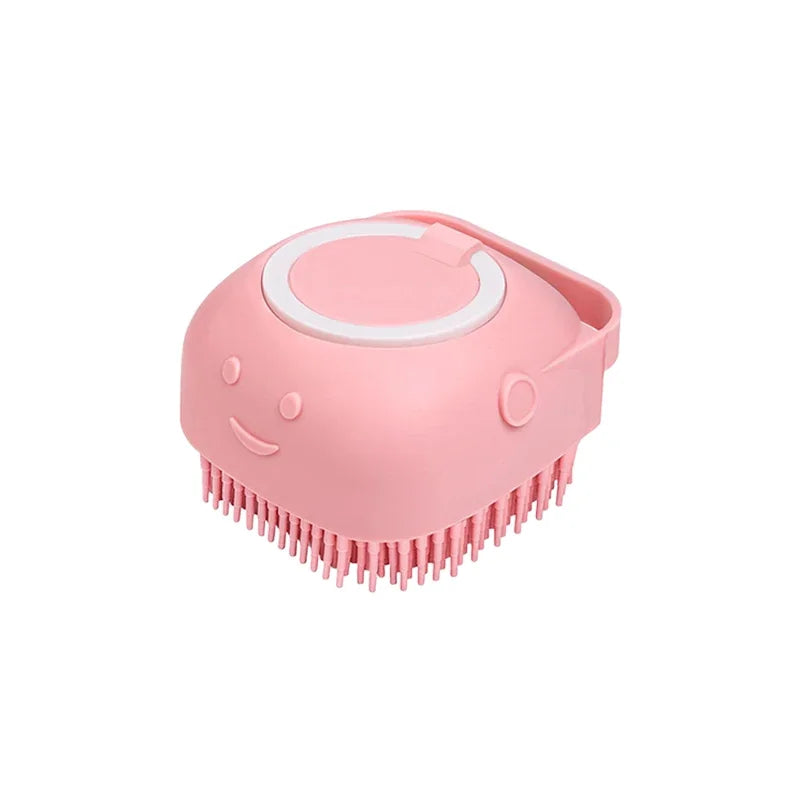 Dog Bathing Brush Pet Massage Brush Shampoo Dispenser Soft Silicone