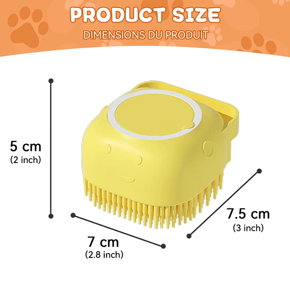 Dog Bathing Brush Pet Massage Brush Shampoo Dispenser Soft Silicone