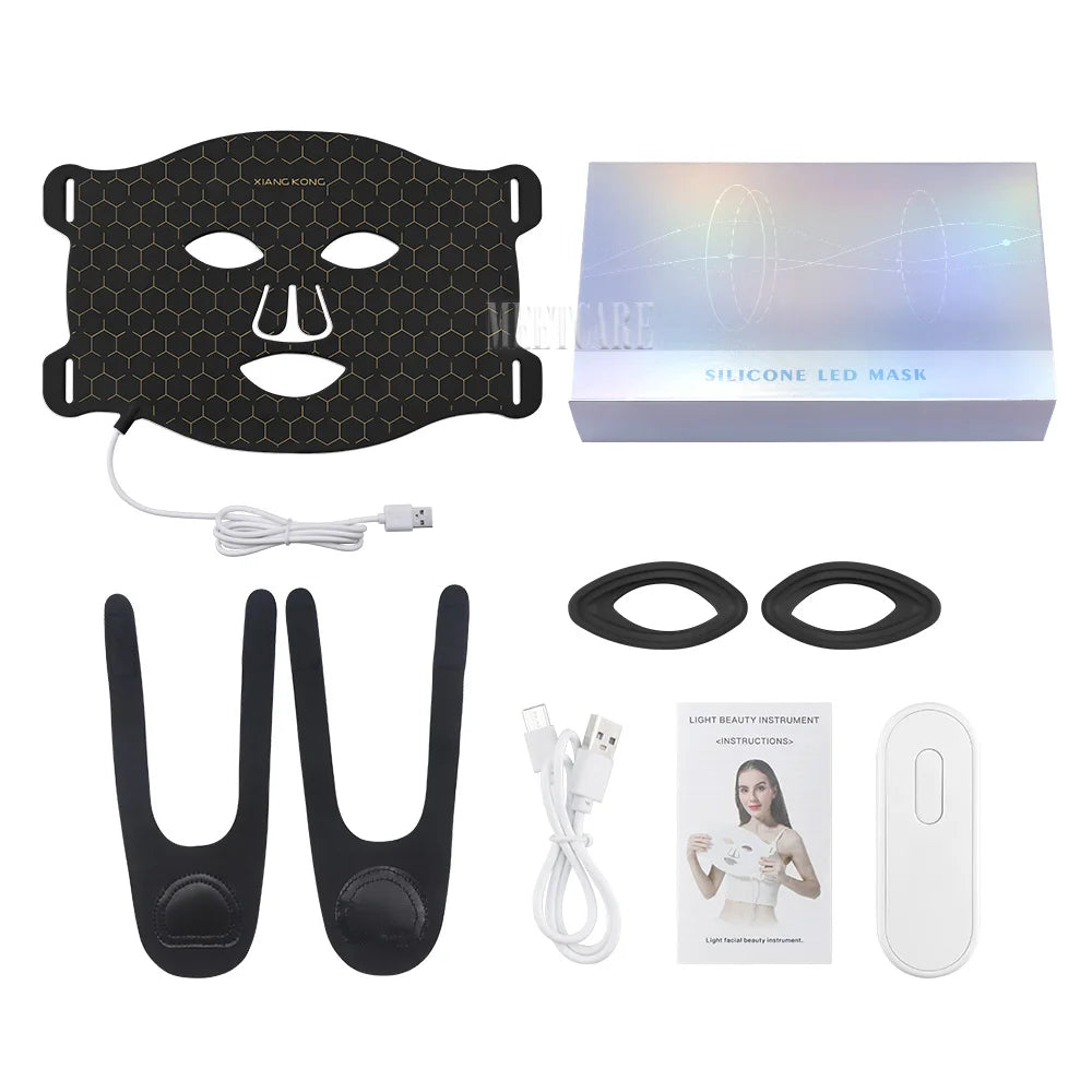 7 Colors LED Facial Mask Light Therapy Silicone Photon Beauty